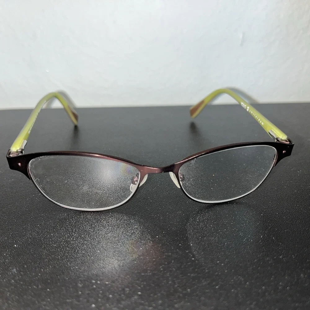 YOU'S 1076 Eyeglasses‎ Frames 50/16/135 Full Rim Semi Cat Eye Purple With Green